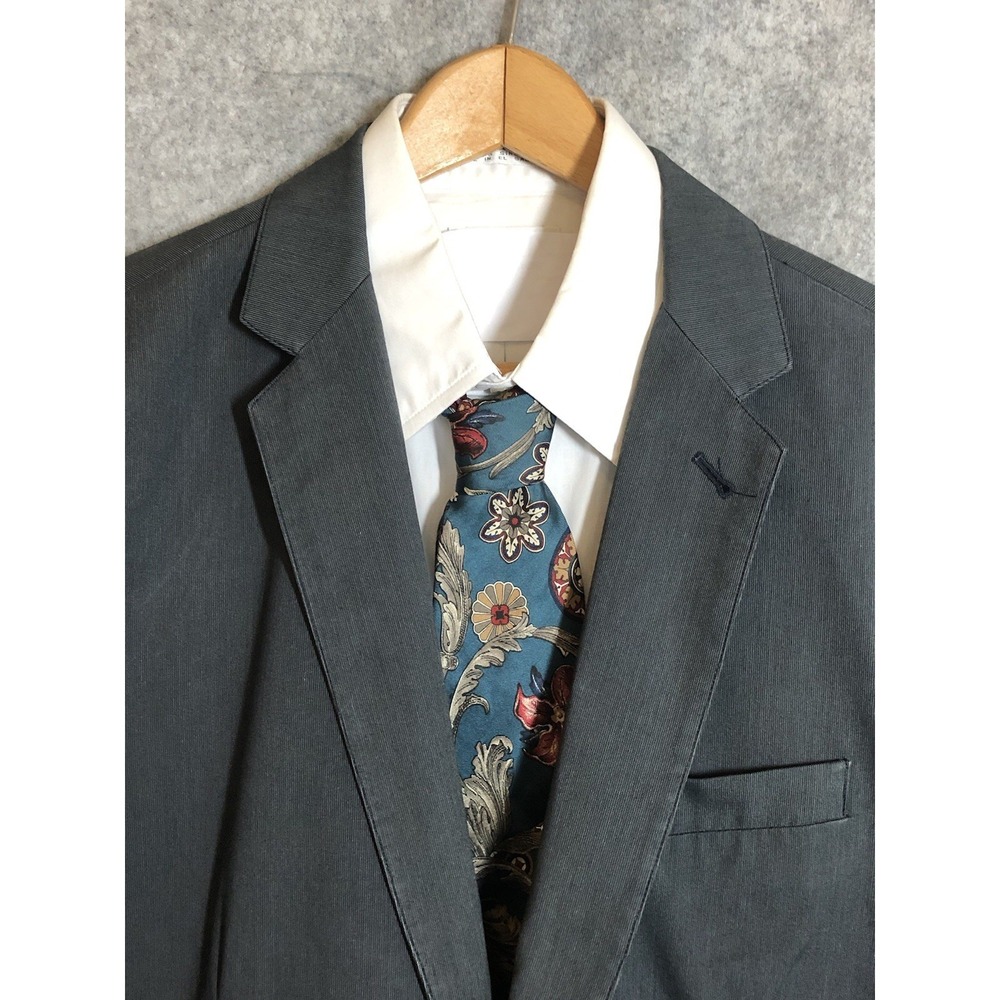 J.Crew Blazer Mens Large Cotton Khaki Blue Suit Coat Jacket Career Casual